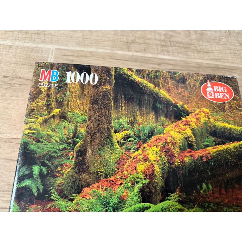 Milton Bradley Big Ben Puzzle 1000 pc Hoh River Rainforest Nature open box